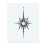 A celestial design connecting the sun and moon with a four-pointed star. The swirling rays and cosmic center convey balance and direction, making it a perfect symbol for inner guidance and cosmic energy.</span></p>