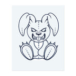 Ein schelmischer Hase mit einem knurrenden Ausdruck und scharfen Zähnen. Dieses Tattoo repräsentiert Rebellion, Haltung und einen verspielten Touch, perfekt für diejenigen, die ihre furchtlose und kühne Persönlichkeit umarmen.