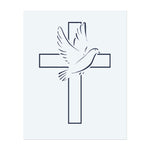 Eine Taube, die über einem Kreuz fliegt und Frieden, Spiritualität und Hoffnung symbolisiert. Dieses Tattoo repräsentiert Glauben, göttlichen Schutz und die Reise zu innerer Ruhe, ideal für diejenigen, die ihre Spiritualität und die Kraft des Friedens umarmen.