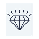 Ein einfacher Diamant mit strahlenden Linien darüber. Er repräsentiert Brillanz, Wert oder ein Symbol der Klarheit.