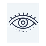 Ein stilisiertes Auge mit Wimpern und Punkten darunter. Es repräsentiert Wahrnehmung, Bewusstsein oder Intuition.